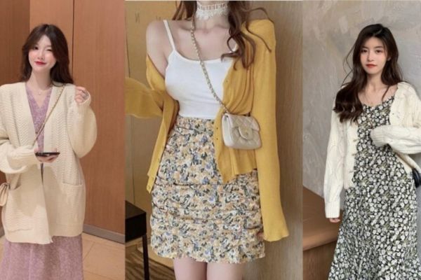 phối đồ với áo khoác cardigan nữ